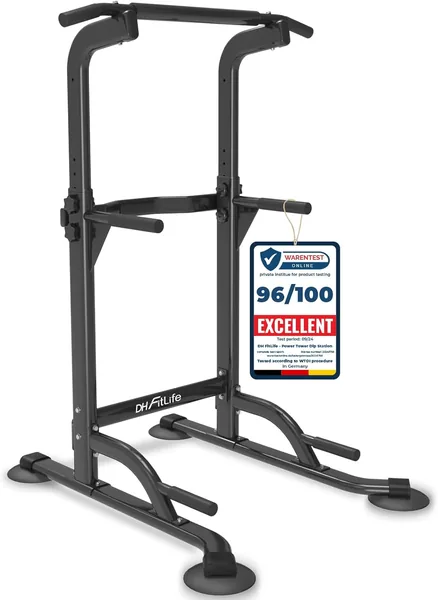 DH FitLife Power Tower Dip Station | Freestanding Pull-Up Bar & Dip Station | Krachtstation voor Thuisfitness | Trek- en Dipbar