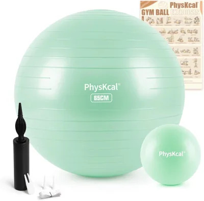 PhysKcal Gymnastikball-Set 55/65/75/85 cm, ergonomischer Sitzball für Büro | Mit 23cm Pilates-Ball-Set. Perfekt für Pelvis und Kernmuskulatur