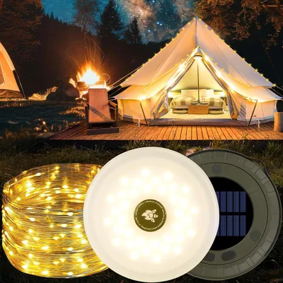 RISEMART Camping-Feierlichkeiten, Rollbar, 10 m, Campinglampe mit Solarladung, wasserdicht, tragbare Roll-Up-Feierlichkeiten, O