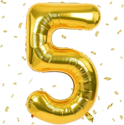 UDRKFOPK Gouden Nummer Ballonnen 5, 101 cm, 5 Helium Ballonnen, Verjaardag Decoratie voor Kinderen, Meisjes en Jongens - Best Deal