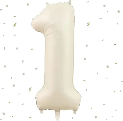 Beige Balloon 1, Number Balloon Beige, 40 Inch White Cream Foil Balloon 1.101 cm Sand White Number B