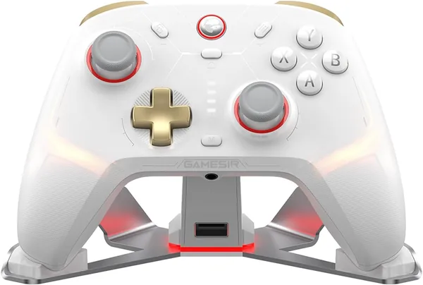 GameSir Cyclone 2 Multiplatform Wireless Controller- TMR Electromagnetic Joysticks&Hall Effect Switch triggers,6-axis Gyro Gaming Controller - Cyclone 2 White Set (Charging Station)