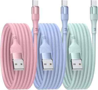 Nebite USB C Charger Cable 3PACK 6FT USB A to USB-C Long Charging Cable | Type C Charger Fast Chargi