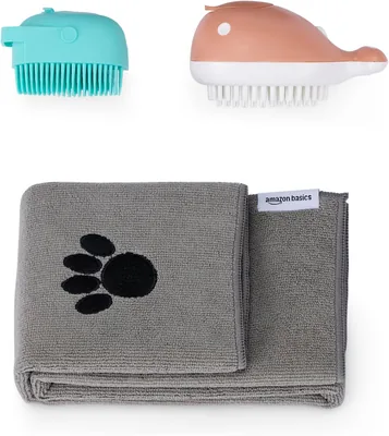 Basics Dog Bath Brush with Dispenser 2 Brushes Best Deal