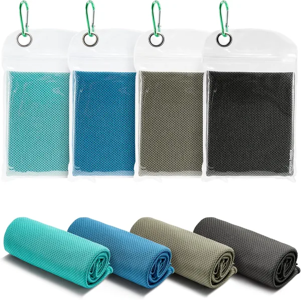 Basics Gym Cooling Towels for Neck and Face 102 x 31 cm 4-Pack Black/Gray/Aqua/Navy