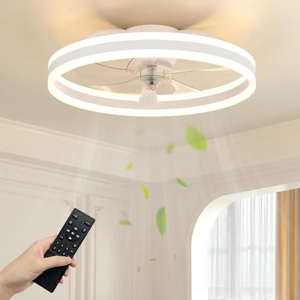 NIORSUN 50cm Ceiling Fans with Lights and Remote, 6 Speeds and 3000K-6500K Dimmable Quiet Ceiling Fan Light