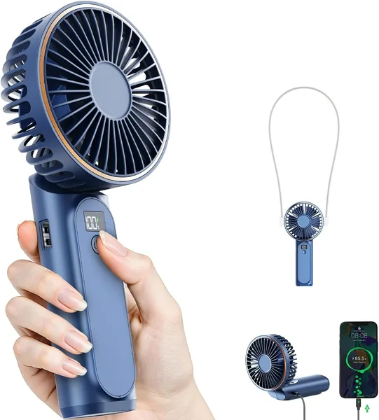 Handheld Fan 4000mAh met LED-display, 180° verstelbaar, oplaadbaar, 6 snelheden - Best Deal