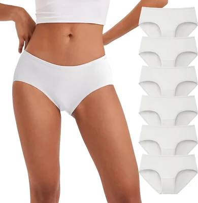 InnerSy Mujeres Algodón Elástico Culotte Cintura Media Ropa Interior Pack de 6 | Transpirable, Cómoda