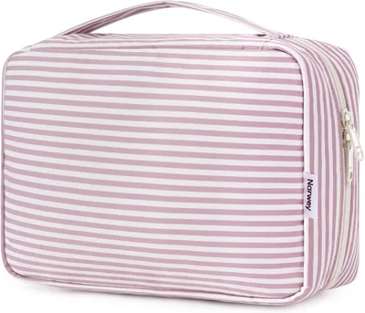 Reizende toilette tas met hangertje voor make-up en cosmetica - Waterdicht (Rode strepen)