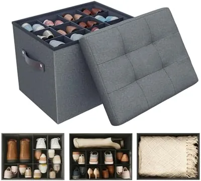 Adjustable Dividers Storage Ottoman Shoe Organiser Box for Closet - Best Deal