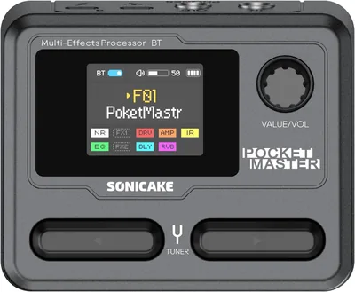Sonicake Pocket Master : pédale d'effets multi-usages portable, +100 effets pour guitare/basse/acoustique, modélisation d'ampli, simulation haut-parleur IR