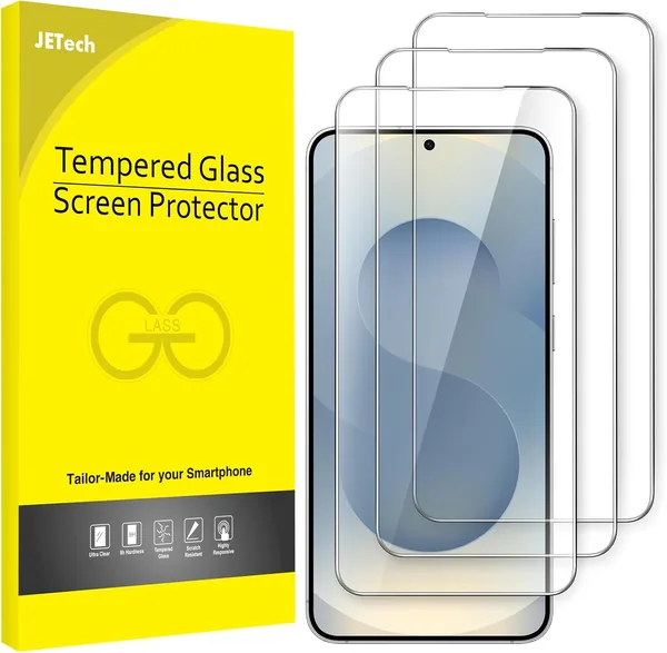 Protecteur d'écran JETech pour Samsung Galaxy S25 5G, Film en verre trempé, Compatible empreinte digitale, Transparent HD, Paquet de 3 - Meilleur Prix