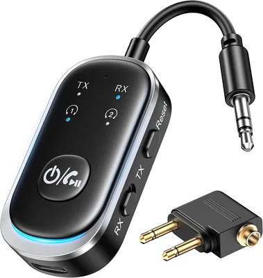LENCENT Bluetooth 5.3 Transmitter & Receiver, 2-in-1 Adapter for Airpods/Headphones, 3.5mm Audio