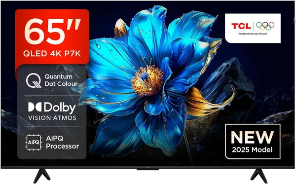 TCL 65P7K-UK 65" QLED 4K Ultra HD HDR Google TV (Google Assistant, Freeview Play, Dolby Atmos, Dolby Vision, HDR10+, 120Hz Game Accelerator, Motion Clarity 2025 Model)