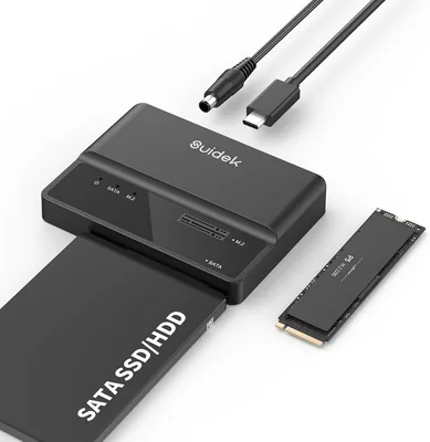 SUIDEK M.2 NVMe to SATA Adapter, USB Type-C 10Gbps to SSD External Hard Drive Reader Tool Free M.2 P