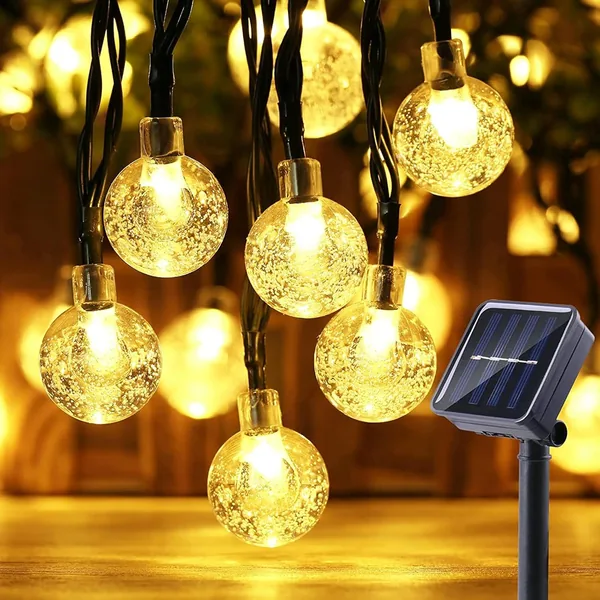 Moxled Solar Fairy Lights Outdoor 60 LED, 11 m Fairy Lights Outdoor Solar Waterproof 8 Modes Crystal Balls
