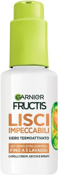 Garnier Fructis Serum Protettivo dal Calore per Capelli Lunghi, Lisci e Lucenti - Resistente all'Umidità, Trattamento Smoothing a Base Vegetale | Sconto 50%