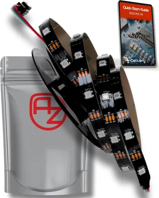 AZDelivery 1M WS2812B Bandes LED Adressables RGB avec 5050 SMD IP20 Noir Non-Étanche 30 Pixels/M - Meilleures Affaires