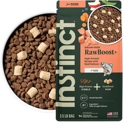Instinct Raw Boost Grain Free para Perro | Salmón Real con Granos y Carne Cruda | 3.5 LB - 35% de Descuento