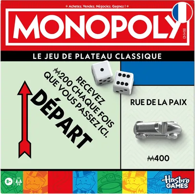 Monopoly - Jeu de société grand format avec étui de rangement et pions - Version française 57% Off