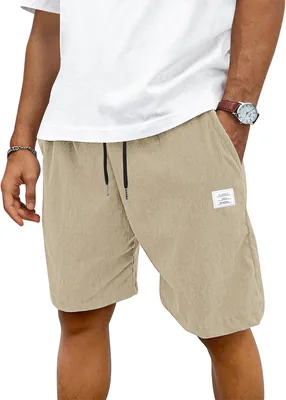 TARAINYA Corduroy Uomo Shorts di Cotone Estivi con Drawstring | 65% Cotone, 35% Poliestere, Taglia Regolare, Adatte al Mare e Casual
