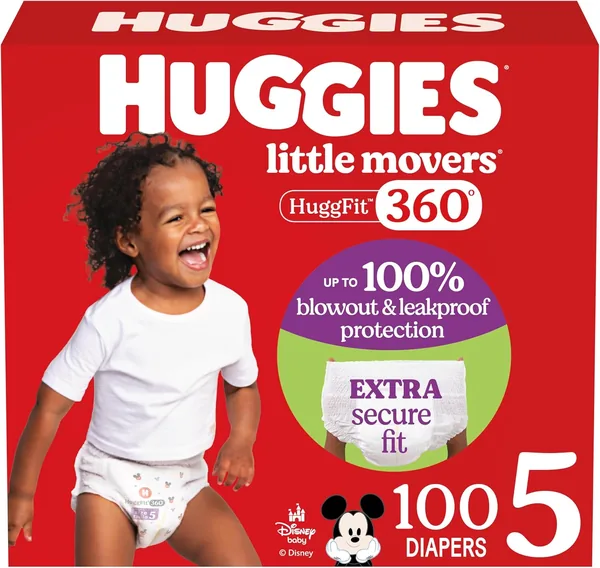 Huggies Size 5 Baby Diapers, Little Movers HuggFit 360