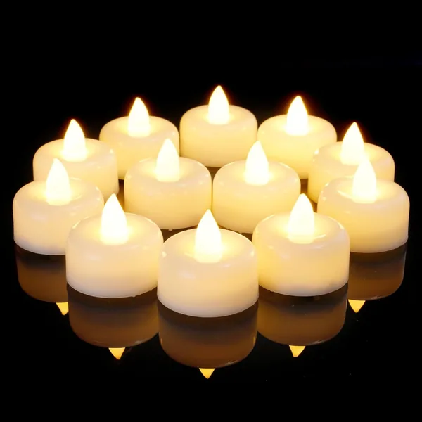 AMAGIC 12 Pack Battery Operated Flameless LED Tea Lights Candles Electric Fake Tealight