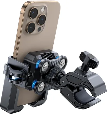 JOYROOM Fiets en Motorfiets Telefoonhouder - [2026 Upgrade 4-Punt Vering] Smartphone Behoudder voor Handvatten