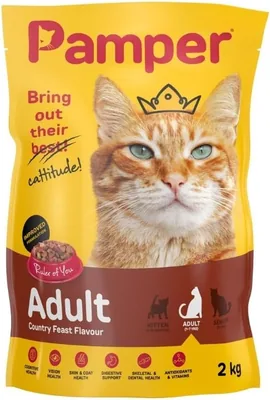 Pamper Country Feast Adult Cat Food 2kg - Save 44% Off
