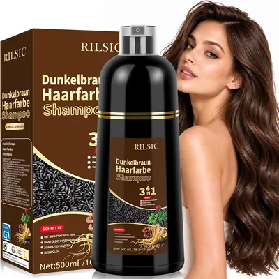 Hårfärg Shampoo, 500 ml, Dunkel Brun Färg, 3-i-1 Shampoo mot Grå Haar, Instant Effekt, för Män och Kvinnor - 5% Off