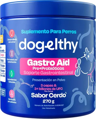 Dogelthy Gastro Aid Suplemento con Pre y Probioticos para Perros | Con +3 Billones de UFC por Scoop