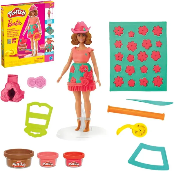 Play-Doh Barbie Florals & Fringe Doll Clothes Craft Kit SGD 10.73