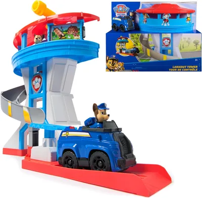 Patrulla Patas - Torre de Control de 50 cm con 2 Figuras Chase + Coche Policial | Juguetes para Niños de 3 Años