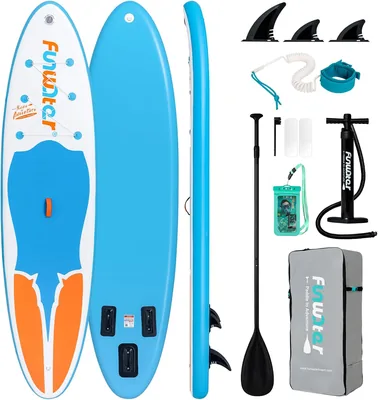 Tabla de Surf Hinchable FunWater con Remo Ajustable, Bomba, Mochila, Correa y Funda Impermeable - 13% Descuento