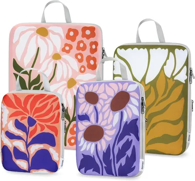 Gonex Compressie Verpakkings Cubes Kledingzakken Set van 4 Vierkante Koffer Organizer XL + L + M + S Best Deal