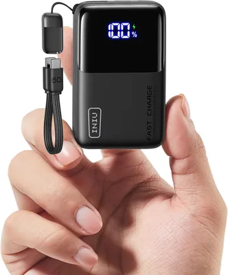 Batterie externe INIU 10000mAh avec charge rapide 45W - Autorisée en avion - Câble USB-C amovible
