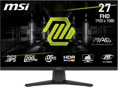 MSI MAG 272F 27" Ecran de Jeu Full HD - Panneau IPS Rapide 1920 x 1080, 200 Hz / 0.5 ms, HDR Prêt, AMD FreeSync Premium, HDMI - 14% de Réduction