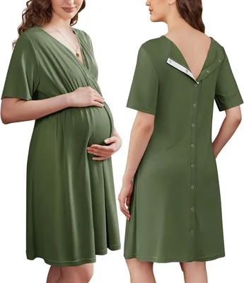 Ekouaer Maternity Nursing Gown - S-XXL Best Deal