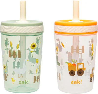 Zak Designs Kelso Toddler Cups 15oz (2-Pack) - Durable Sippy Cups for Kids