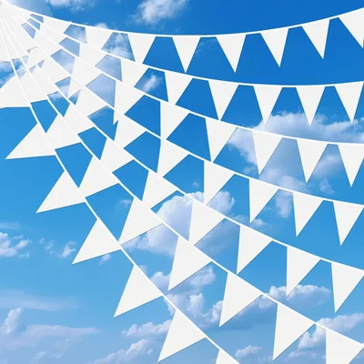 8% Korting: 52 Stuk Wit Fabric Bunting 20m Lang - Waterdicht en Herbruikbaar - Ideaal voor Feestjes