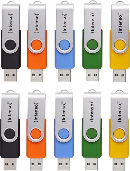 Intenso Basic Line USB Flash Drives Multipack 10x 16GB USB 2.0 with Labelling Labels Multi-Coloured