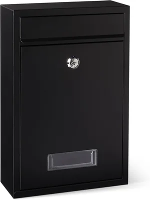 Amazon Basics lockad postbox till väggmontering, hållbar, galen ställ, 32.5cm (H) x 21.5cm (B) x 9cm (D), svart - Best Deal