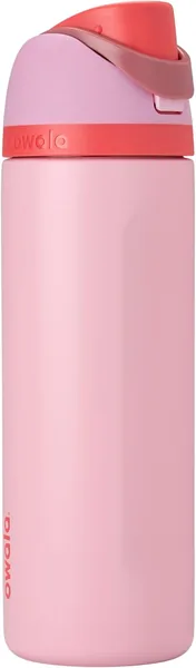 Owala FreeSip Insulated Stainless Steel Water Bottle with Straw for Sports and Travel, BPA-Free Sports Water Bottle, 24 oz, Pink