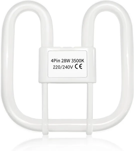 GR10q 4 Pin 28W 3500K Warm White, 2000LM, Very Large Size, DD Square CFL Compact Fluorescent 4 Pins Light Bulb