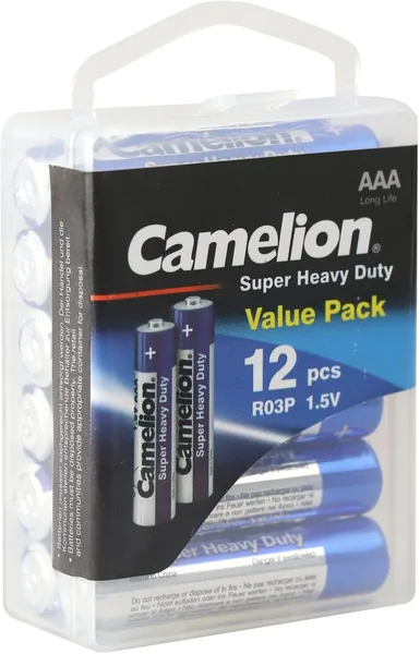 Camelion Super Heavy Duty R03 AAA Zinc-Carbon Batteries - Economical Power (Box of 12) | Egypt