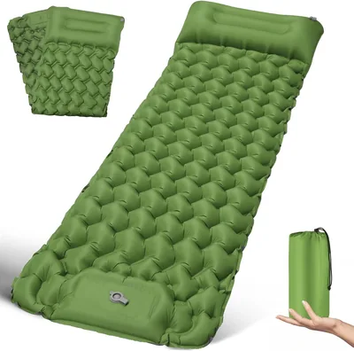 Liggande Luftmaträs Self Inflating Camping 200x68cm Ultraligt Med Cushion Vattensikra Portabel