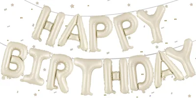 Beige Happy Birthday Ballonnen Garland 40 cm Zilveren Folie Geluksel Baloon Helium Verjaardag Ballon