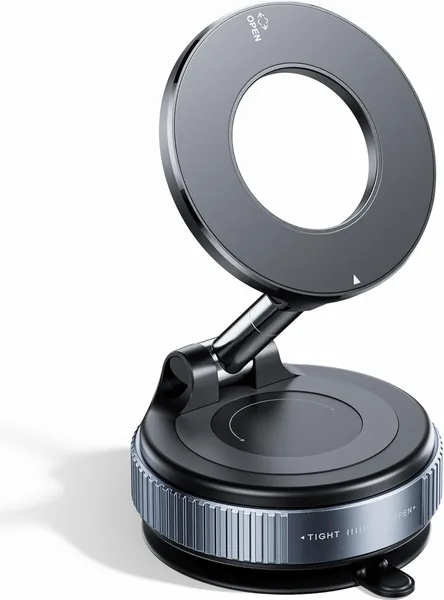 REOKILY 2026 Upgraded Vacuum Magnetic Car Phone Holder 360 Reinforced 96LBS Ultra Suction Cup Phone Mount for MagSafe Cell Phones