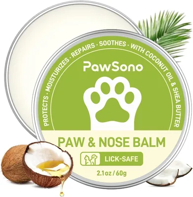 Balm para las patas de perros y gatos (2oz), ingredientes naturales, seguro para lamer, hidratante y calmante con aroma a coco