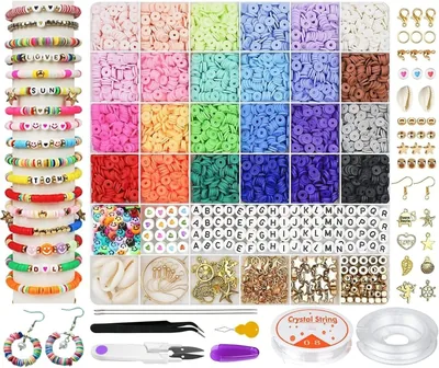Bracelet Making Kit 6000+ Pcs, DIY Bead Set, Polymer Clay for Teens Girls Crafts